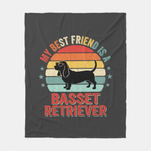 Basset Retriever Retro Sunset Dog Fleece Blanket