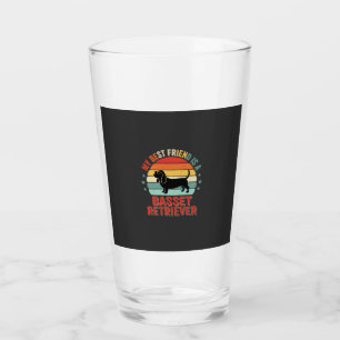 Basset Retriever Retro Sunset Dog Glass