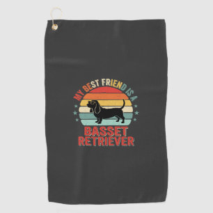 Basset Retriever Retro Sunset Dog Golf Towel