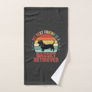Basset Retriever Retro Sunset Dog Hand Towel