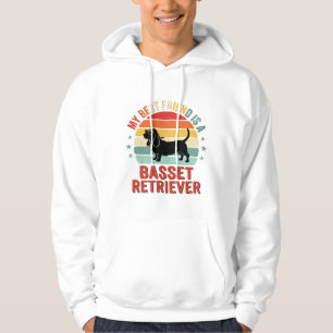 Basset Retriever Retro Sunset Dog Hoodie