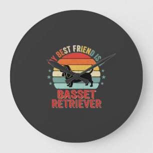 Basset Retriever Retro Sunset Dog Large Clock