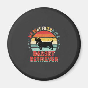 Basset Retriever Retro Sunset Dog Magnet