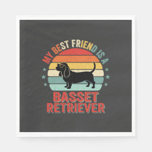 Basset Retriever Retro Sunset Dog Napkin