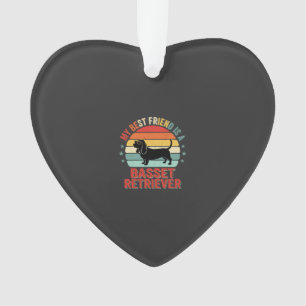 Basset Retriever Retro Sunset Dog Ornament