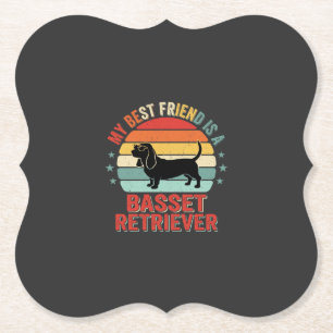 Basset Retriever Retro Sunset Dog Paper Coaster