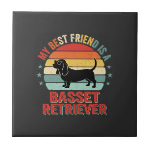 Basset Retriever Retro Sunset Dog Tile