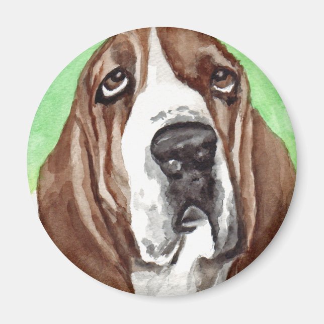 Basset Watercolor Magnet (Front)