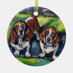 Bassets Murphy and Maddy Ceramic Tree Decoration