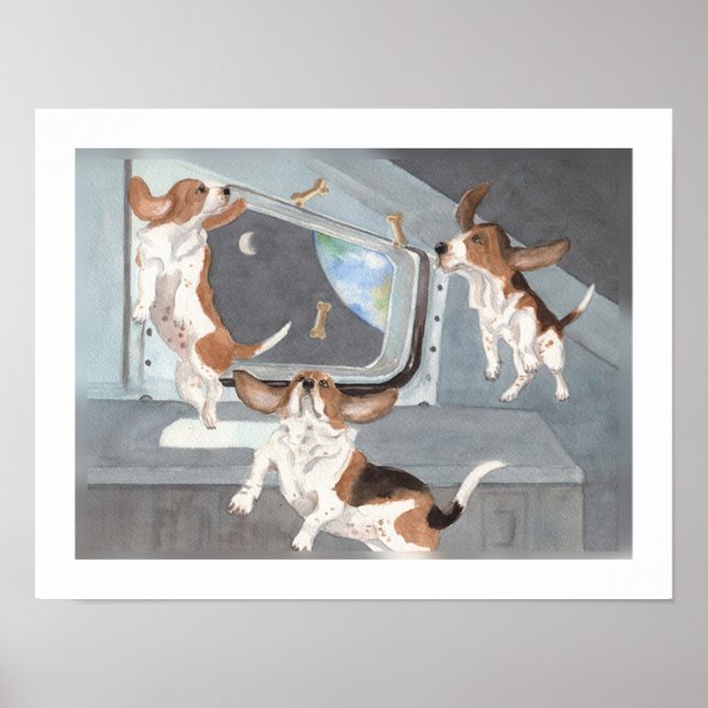 Bassets on Space Shuttle Poster (Front)
