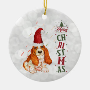Bassett Hound Cute Dog Christmas Ceramic Tree Decoration