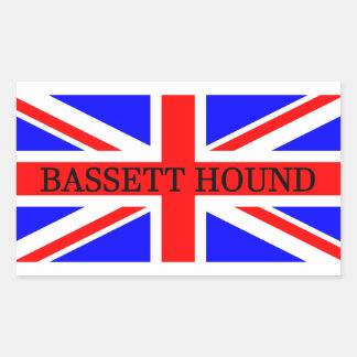 bassett hound name on flag rectangular sticker