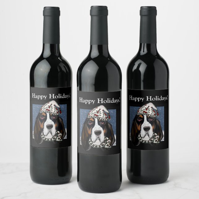 BASSETT HOUND WINE LABEL (Bottles)