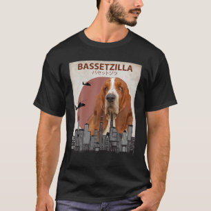 Bassetzilla Funny Basset Hound T Shirt Gift for Do