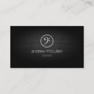 Bassist  Bass Clef Icon Brushed Metal Musician Business Card