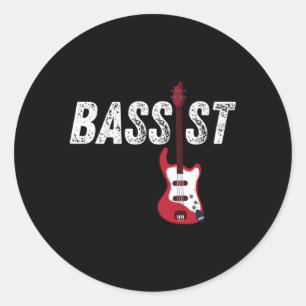 Bassist Bass Player Guitar Musician Music Classic Round Sticker