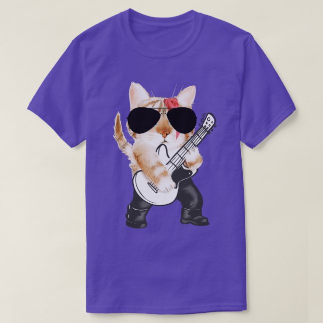 Bassist Cool Cat Bass Guitar T-Shirt (Design Front)