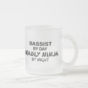 Bassist Deadly Ninja by Night Frosted Glass Coffee Mug