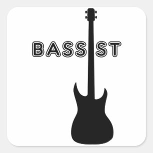 Bassist Silhouette Square Sticker