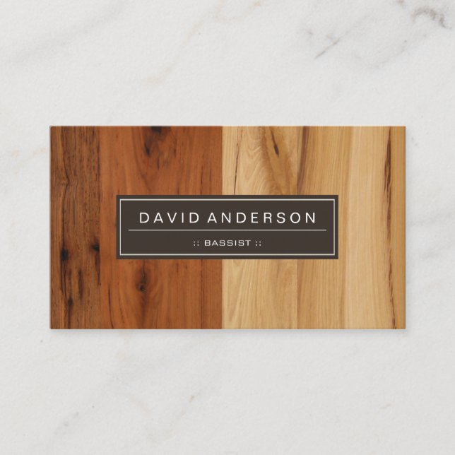 Bassist - Wood Grain Look Business Card (Front)