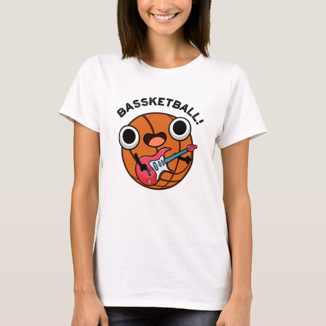 Bassketball Funny Basketball Music Pun  T-Shirt (Front)