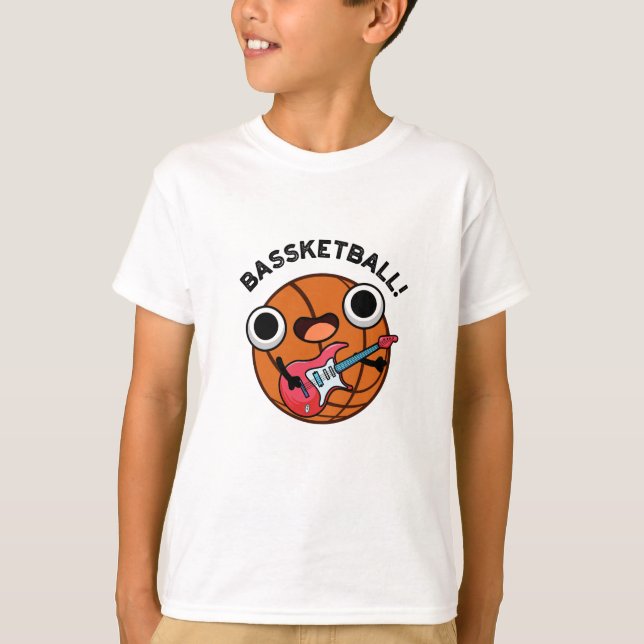 Bassketball Funny Basketball Music Pun  T-Shirt (Front)