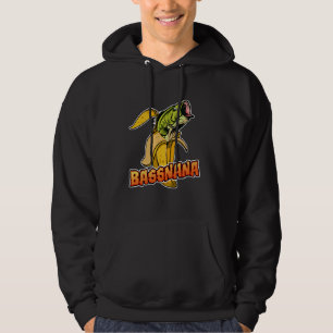 Bassnana Funny Fish Bass and Banana Mashup Design Hoodie