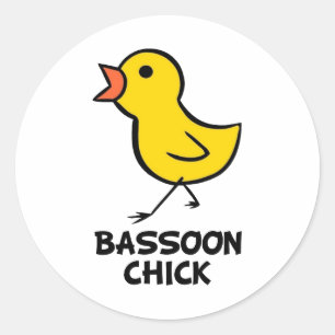 Bassoon Chick Classic Round Sticker