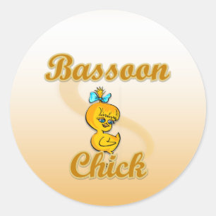 Bassoon chick classic round sticker
