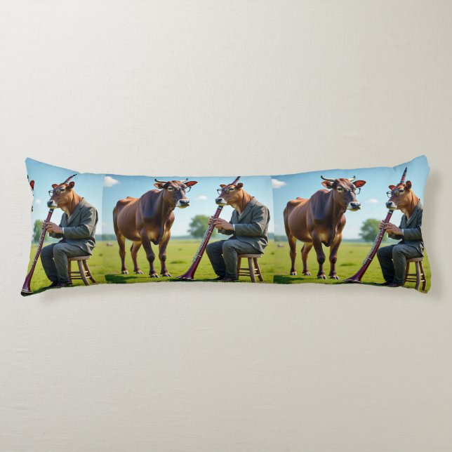 Bassoon Cow Duo Body Pillow – Whimsical Musical Il (Front)