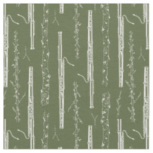Bassoon Instrument Music Orchestra Band Green Fabric