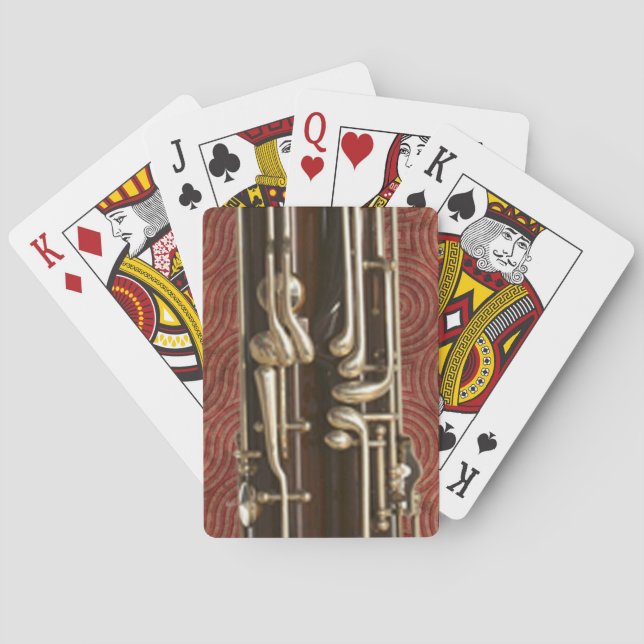 Bassoon Keys on Dark Red Playing Cards (Back)