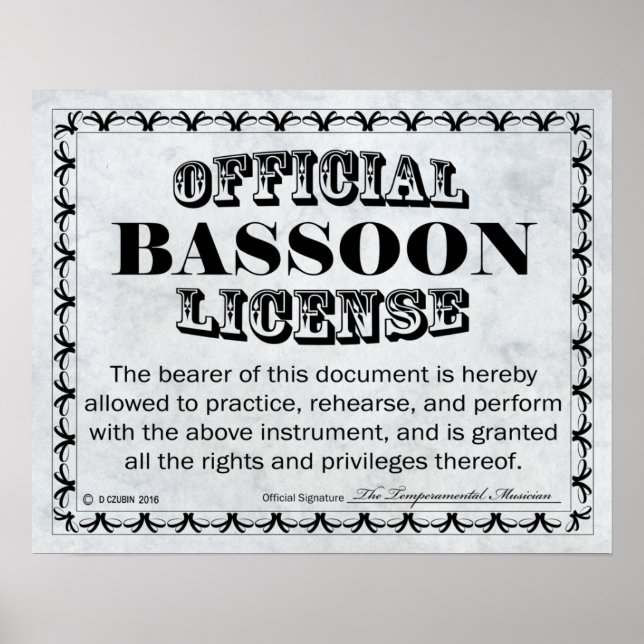 Bassoon License Poster (Front)
