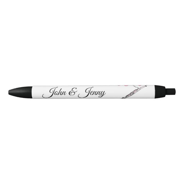 Bassoon Musician Custom Wedding Favour Gift Black Ink Pen (Front)