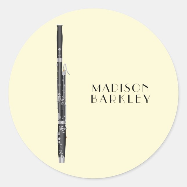 Bassoon Musician Music Teacher Woodwind Classic Round Sticker (Front)
