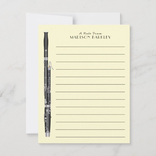 Bassoon Musician Music Teacher Woodwind Thank You Card (Front)