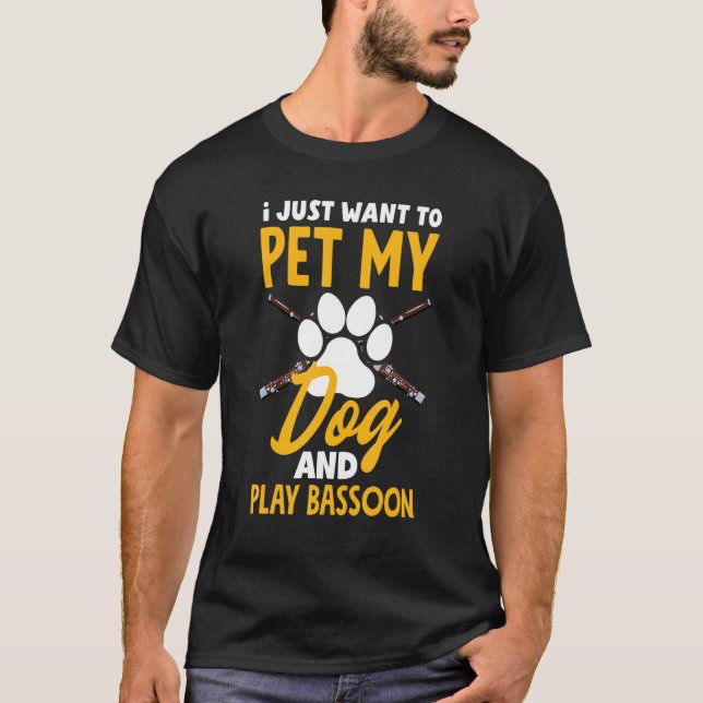 Bassoon Player Bassoonist Dog Lover T-Shirt (Front)