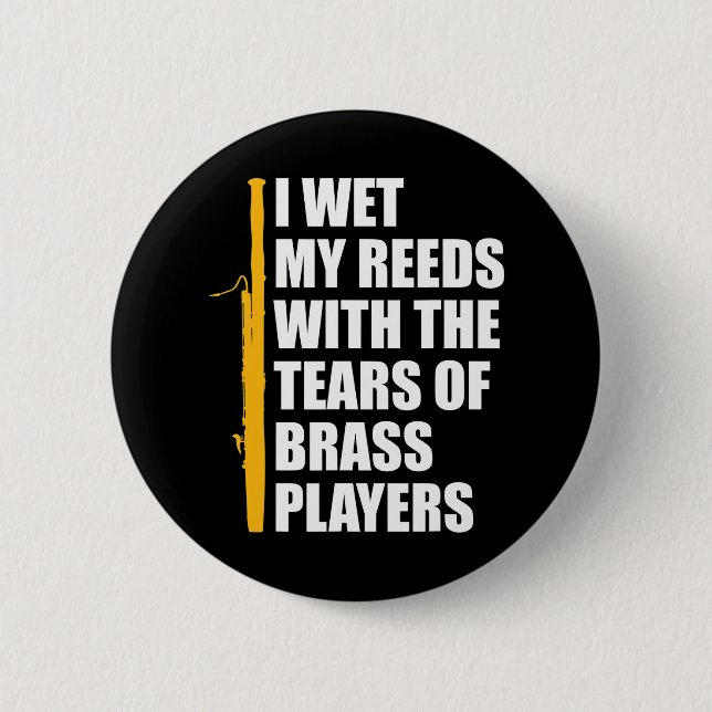 Bassoon Player Bassoonist Reed 6 Cm Round Badge (Front)