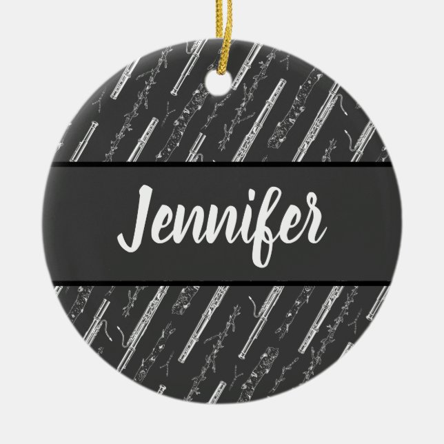 Bassoon Player Music Gift Custom Personalised Ceramic Tree Decoration (Front)