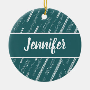 Bassoon Player Music Gift Custom Personalized Blue Ceramic Tree Decoration