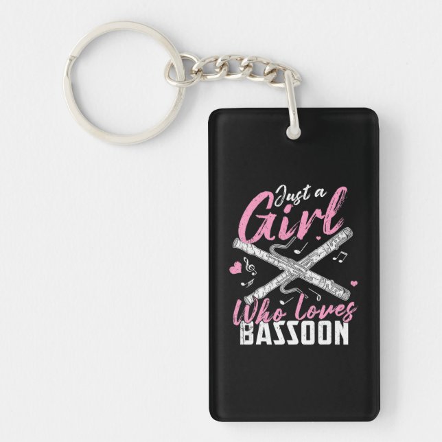 Bassoon Player Women Men Orchestra Bassonist Reed Key Ring (Front)