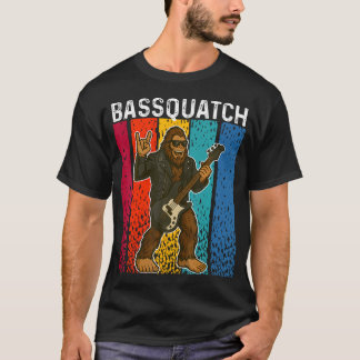 Bassquatch Bigfoot Playing Bass Guitar Funny Sasqu T-Shirt