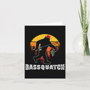 Bassquatch funny bass fishing lake angling card