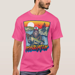 Bassquatch Funny Bass Fishing Sasquatch Retro 80S T-Shirt