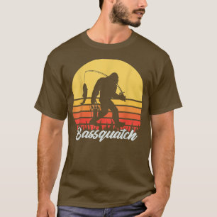 Bassquatch Funny Bigfoot Fishing Outdoor Retro 42 T-Shirt