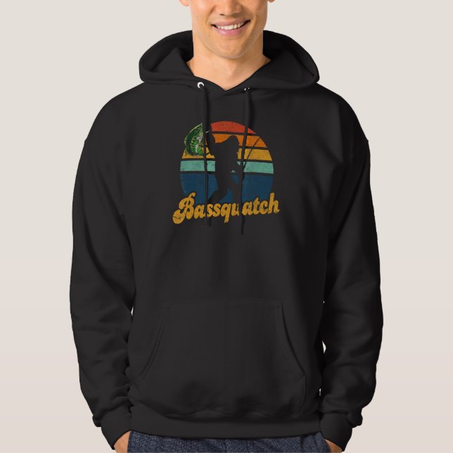 Bassquatch Funny Bigfoot Fishing Outdoor Retro Sas Hoodie (Front)