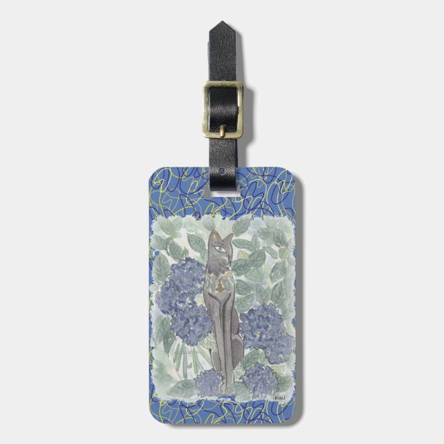 Bast Amidst Hydrangea Flowers Luggage Tag (Front Vertical)
