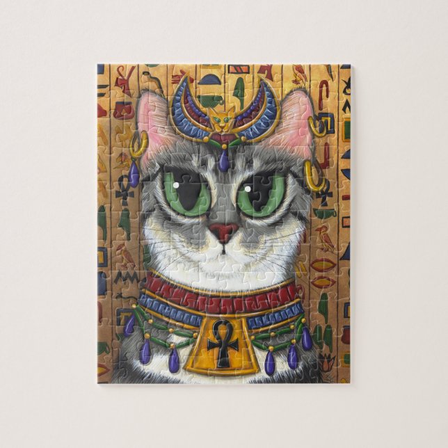 Bast Goddess Cat Egyptian Bastet Art Puzzle (Vertical)
