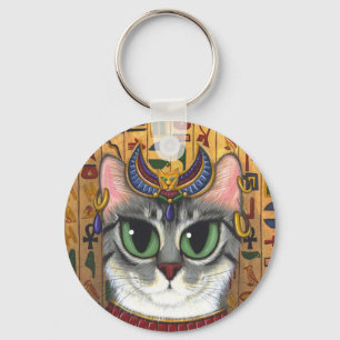 Bast Goddess, Egyptian Bastet Cat Art Keychain