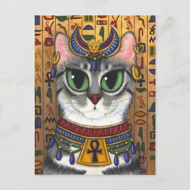 Bast Goddess Egyptian Bastet Cat Art Postcard (Front)